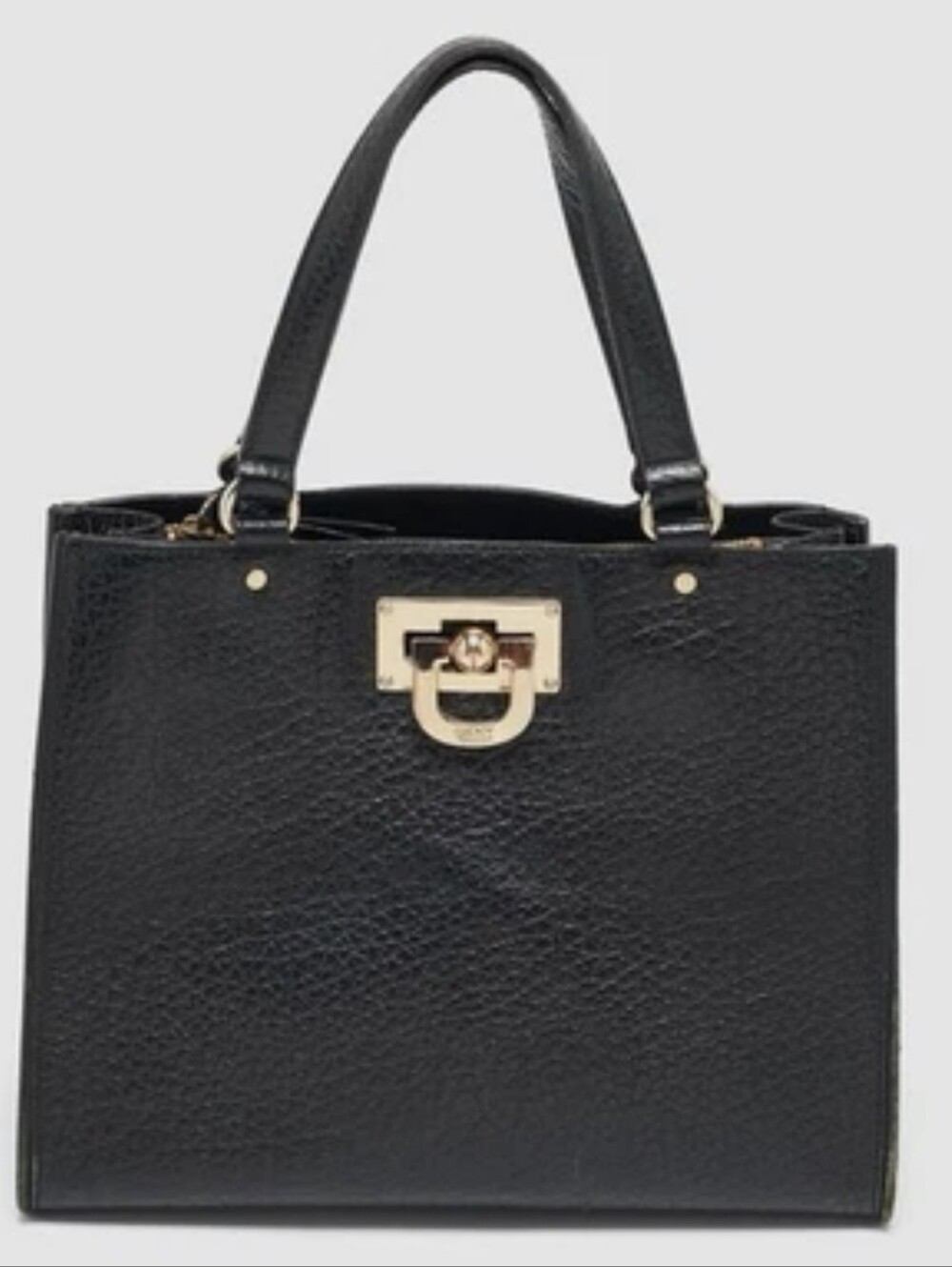 Dark Brown Structured Leather Top-Handle Bag